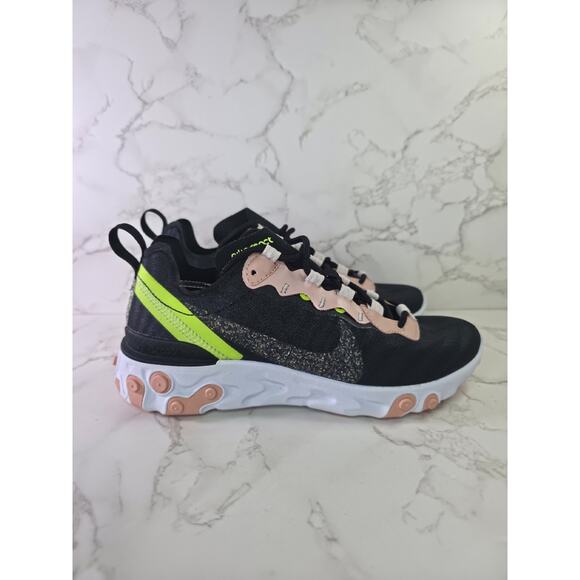 Nike CD6964-002 Women React Element 55 PRM Shoes Sneakers Black Coral Size 6 - Picture 4 of 5